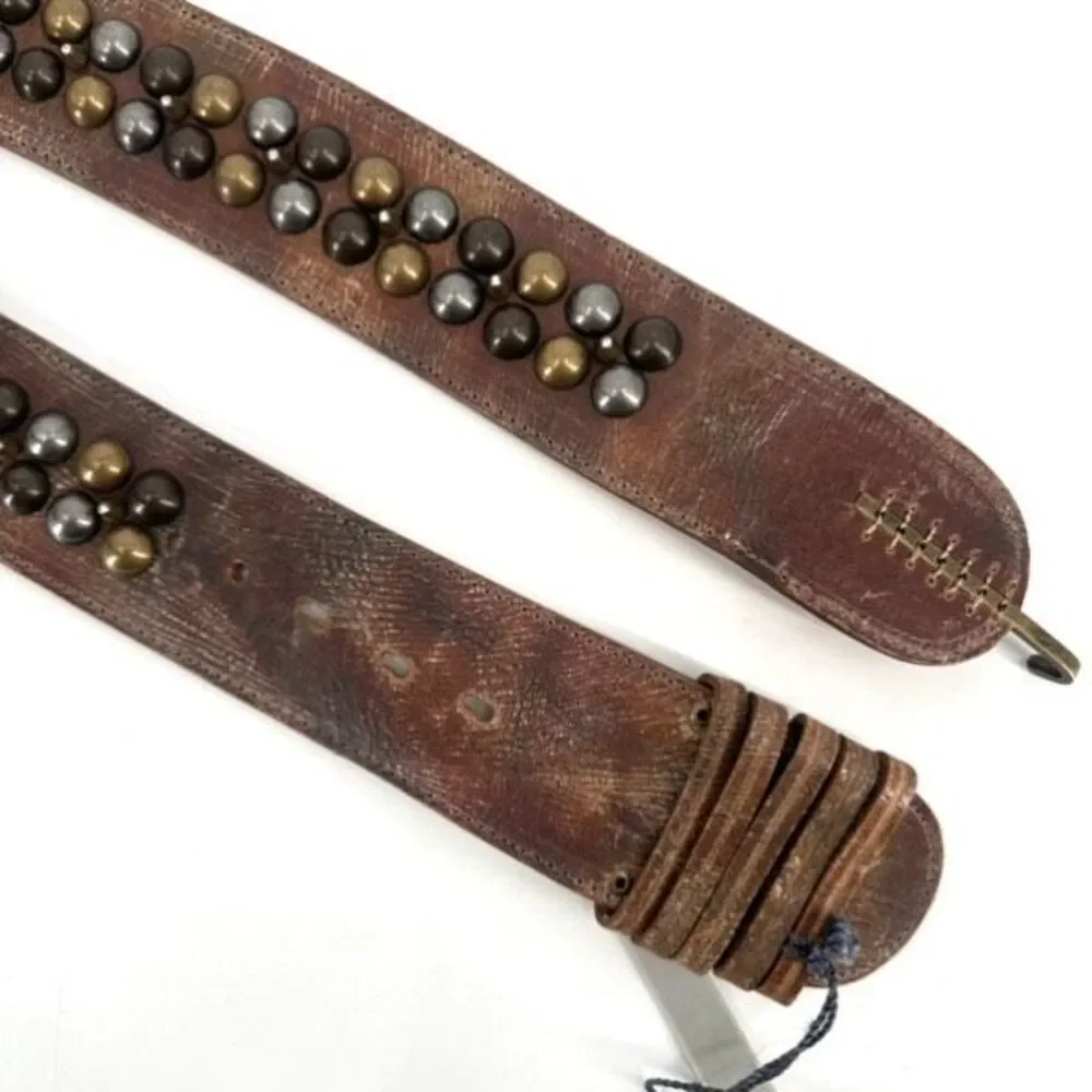 NWT Cassandra Los Angeles Women's Leather Spiked Studded Beluga Belt Brown Small